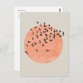 鳥の群れを持つ太陽 ポストカード (正面/裏面)