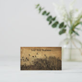 鳥の群れヴィンテージアンティークセピア質感ガチョウ 名刺 (スタンド正面)