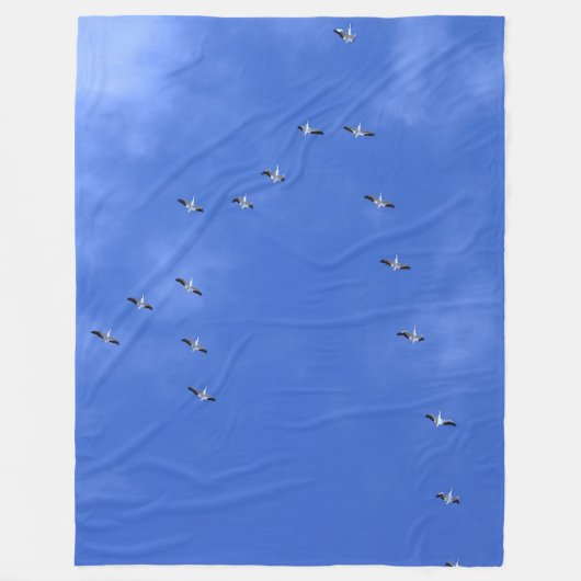 鳥の群れ フリースブランケット (正面)