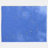 鳥の群れ フリースブランケット (正面(横))