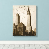 鳥の群飛んでいるれ キャンバスプリント (インサイチュ (ウッドフロア))