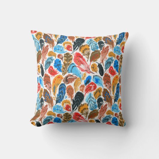鳥の羽のある明るいパターン クッション (正面)