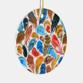 鳥の羽のある明るいパターン セラミックオーナメント (右)
