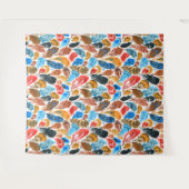 鳥の羽のある明るいパターン タペストリー (正面(横))