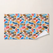 鳥の羽のある明るいパターン バスタオルセット (ハンドタオル)