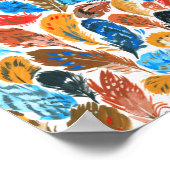 鳥の羽のある明るいパターン ポスター (角)