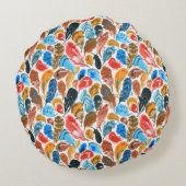 鳥の羽のある明るいパターン ラウンドクッション (裏面)