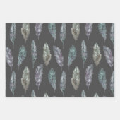 鳥の羽の水の色パターン ラッピングペーパーシート (正面3)