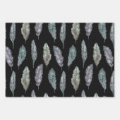 鳥の羽の水の色パターン ラッピングペーパーシート (正面)