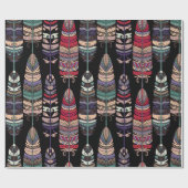 鳥の羽の継ぎ目のない模様。部族アートa ラッピングペーパー (フラット)