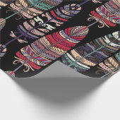 鳥の羽の継ぎ目のない模様。部族アートa ラッピングペーパー (角)