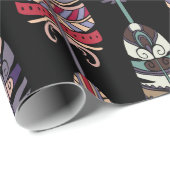 鳥の羽の継ぎ目のない模様。部族アートa ラッピングペーパー (ロールコーナー)