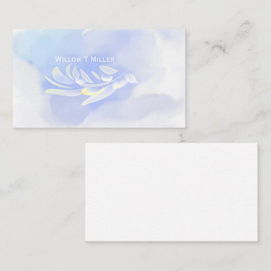 鳥の羽をハミングする青い鳥の羽ビジネスカード 名刺 (正面/裏面)