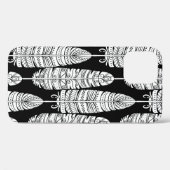 鳥の羽毛の棒状の継ぎ目のない黒と Case-Mate iPhoneケース (裏面 (横))