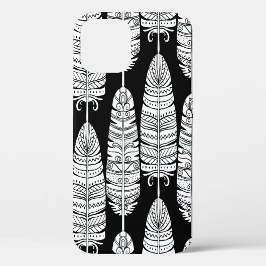 鳥の羽毛の棒状の継ぎ目のない黒と Case-Mate iPhoneケース (裏面)