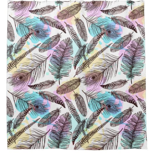 鳥の羽 シャワーカーテン (正面)