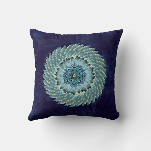 鳥の翼のはす曼荼羅のMojoの装飾用クッション クッション (裏面)