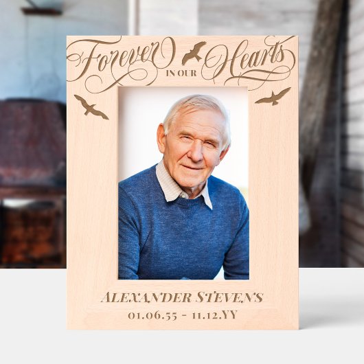 鳥の舞い上がる永遠のハート記念碑 レーザー彫刻フレーム