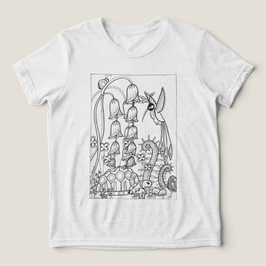 鳥の色ファンシー付き亀 トライブレンドＴシャツ (デザイン正面)