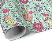 鳥の花の漫画 ラッピングペーパー (ロールコーナー)