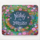 鳥の花インスパイアの引用文かわいらしおもしろい マウスパッド (正面)