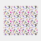 鳥の花カラフル花花花花花花花花柄シックな花柄 フリースブランケット (正面(横))