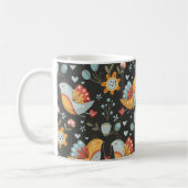 鳥の花ボヘミアンラブパターン コーヒーマグカップ (左)