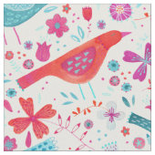 『鳥の花園』 モダン Boho Water Color ファブリック (クローズアップ)