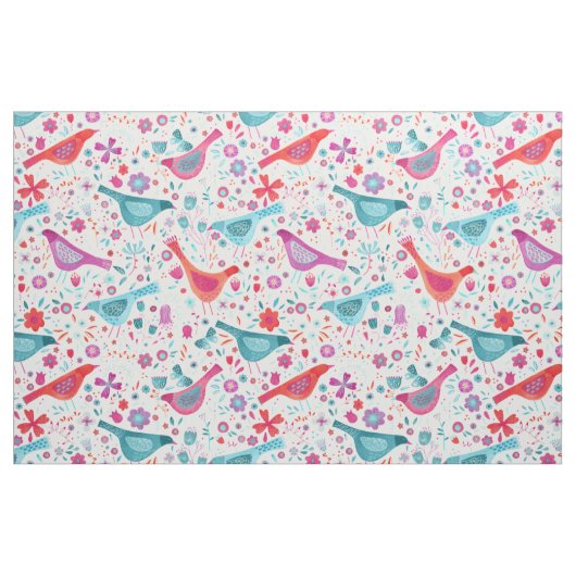 『鳥の花園』 モダン Boho Water Color ファブリック (ファットクウォーター)