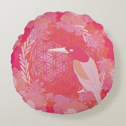 鳥の花 ラウンドクッション (正面)