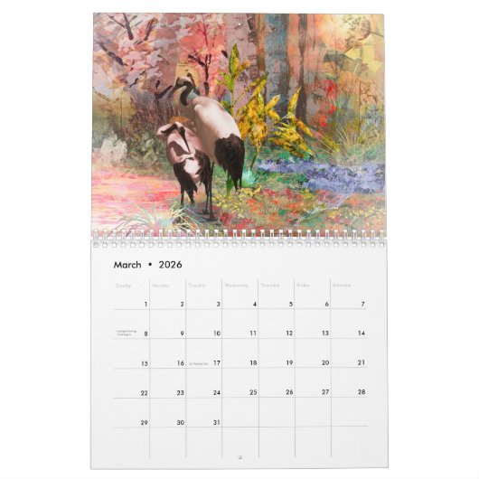 鳥の芸術 カレンダー (3月 2026)