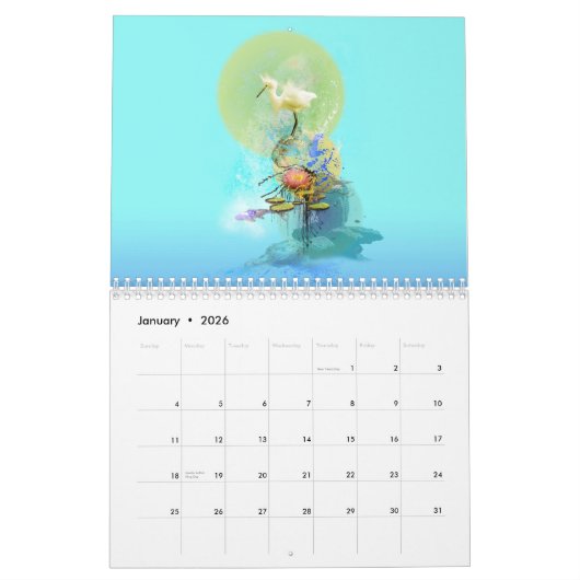 鳥の芸術 カレンダー (1月 2026)