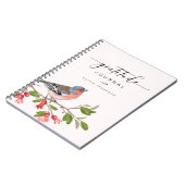 鳥の葉の感謝日記 パーソナライズ ピンク ノートブック (左側)