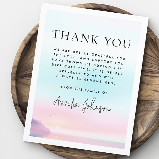 鳥の葬儀とソフトパステルサンライズ悔やみや弔慰 サンキューカード