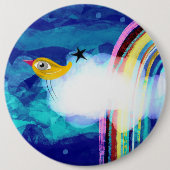 鳥の虹 青い空 缶バッジ (正面)