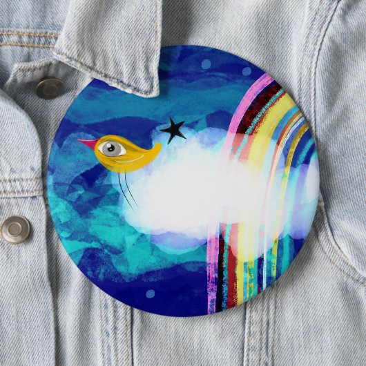 鳥の虹 青い空 缶バッジ (インサイチュ)