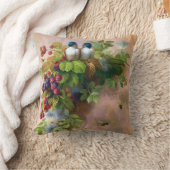 鳥の蜂および果実のファインアート クッション (ブランケット)