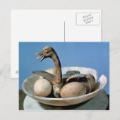 鳥の装飾が施されたアルアバスター壺の蓋 ポストカード (正面/裏面)