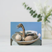 鳥の装飾が施されたアルアバスター壺の蓋 ポストカード (スタンド正面)