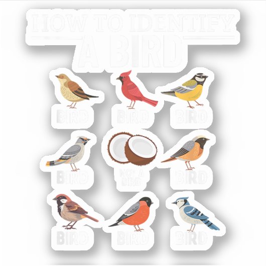 鳥の見分け方 面白いバードウォッチング シール (正面)