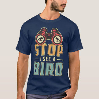 鳥の見張りストップレトロ鳥の見張り少年を見る Tシャツ
