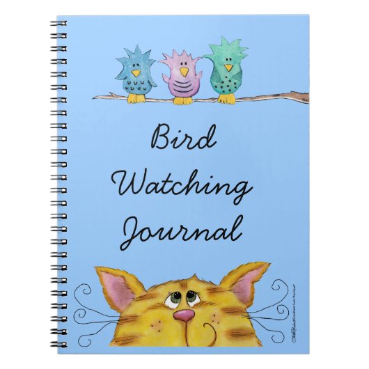 鳥の見張り猫が上の鳥を見る ノートブック (正面)