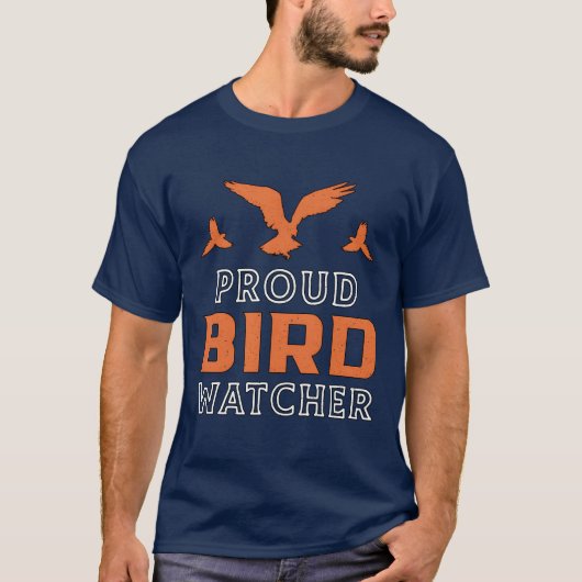 鳥の誇りを持った見張り鳥ウォッチャー鳥の鳥愛好家v tシャツ (正面)