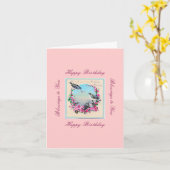 鳥の誕生日カード カード (黄色い花)