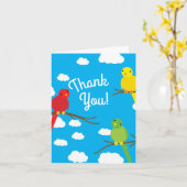 鳥の誕生日パーティー カード (黄色い花)