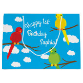 鳥の誕生日パーティー ラージペーパーバッグ (正面)