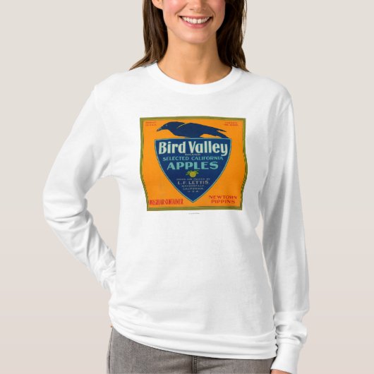 鳥の谷のAppleの木枠LabelWatsonville、カリフォルニア Tシャツ (正面)