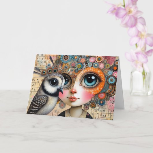 鳥の貴婦人コラージュ 様々なシーンで カード (蘭)