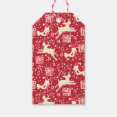 鳥の贈り物でペチャペチャするクリスマスのトナカイラベル ギフトタグ (正面)