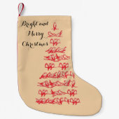 鳥の赤いクリスマスツリー スモールクリスマスストッキング (正面)